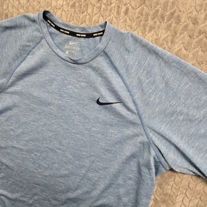 Nike Swim Dri-FIT Men's XL Blue‎ Short Sleeve HydroGuard UPF 40+ Athletic Top